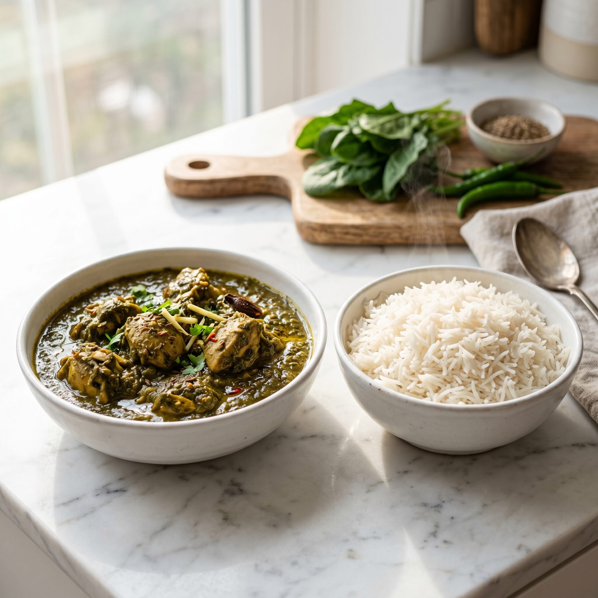Palak Murgh with Rice